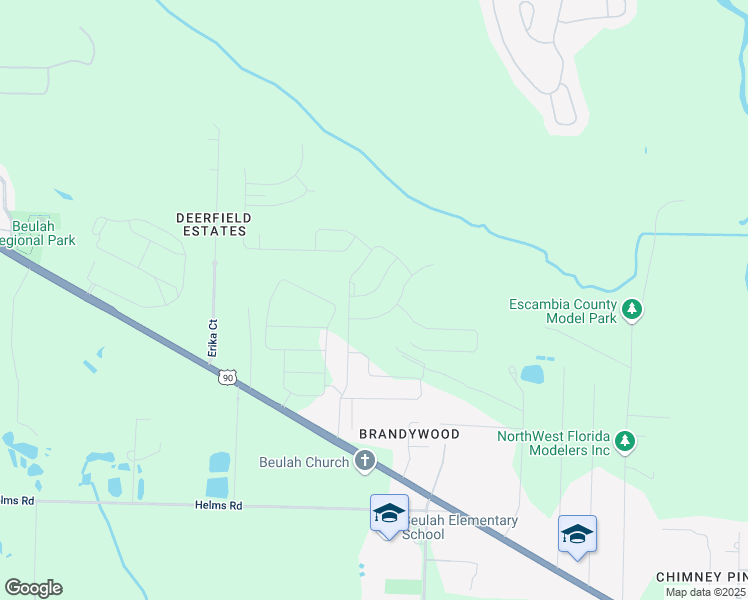 map of restaurants, bars, coffee shops, grocery stores, and more near 5872 Paddock Way in Pensacola
