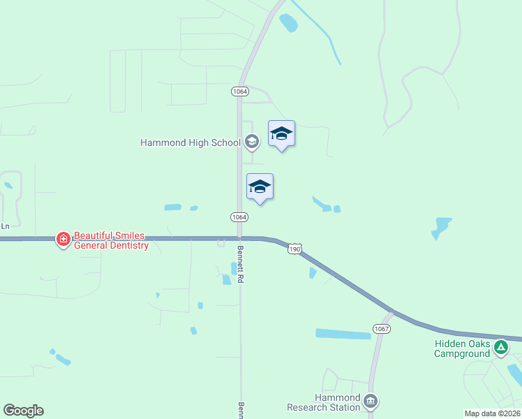 map of restaurants, bars, coffee shops, grocery stores, and more near 45050 River Road in Hammond
