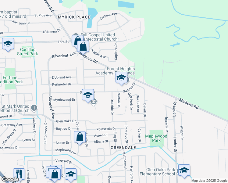 map of restaurants, bars, coffee shops, grocery stores, and more near 7447 Sumrall Drive in Baton Rouge