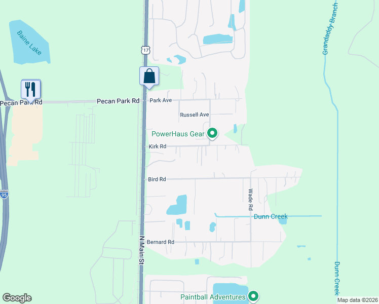 map of restaurants, bars, coffee shops, grocery stores, and more near 136 Kirk Road in Jacksonville