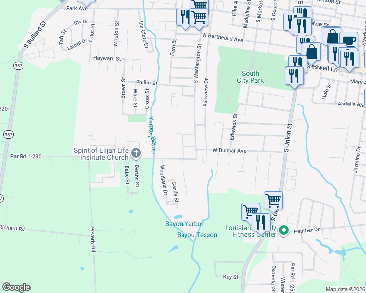 map of restaurants, bars, coffee shops, grocery stores, and more near 1998 Cummings Street in Opelousas