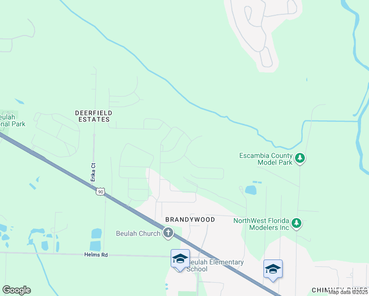 map of restaurants, bars, coffee shops, grocery stores, and more near 5822 Paddock Way in Pensacola