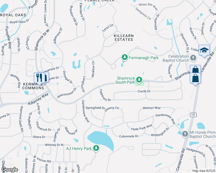 map of restaurants, bars, coffee shops, grocery stores, and more near 2929 Shamrock Street South in Tallahassee