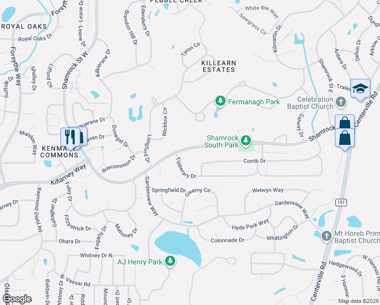 map of restaurants, bars, coffee shops, grocery stores, and more near 2929 Shamrock Street South in Tallahassee
