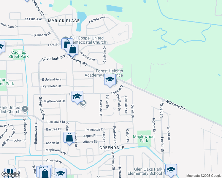 map of restaurants, bars, coffee shops, grocery stores, and more near 7447 Sumrall Drive in Baton Rouge