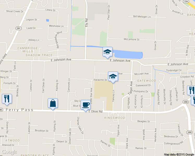 map of restaurants, bars, coffee shops, grocery stores, and more near 3194 Parazine Street in Pensacola