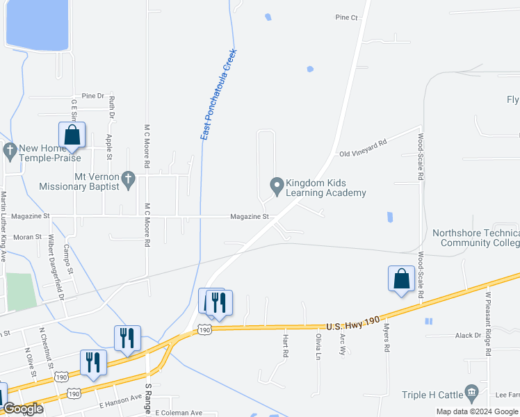 map of restaurants, bars, coffee shops, grocery stores, and more near 45229 Saint Paul Loop in Hammond