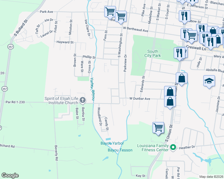 map of restaurants, bars, coffee shops, grocery stores, and more near 1900-1998 Cummings St in Opelousas