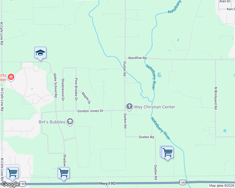 map of restaurants, bars, coffee shops, grocery stores, and more near 45509 Durbin Road in Hammond