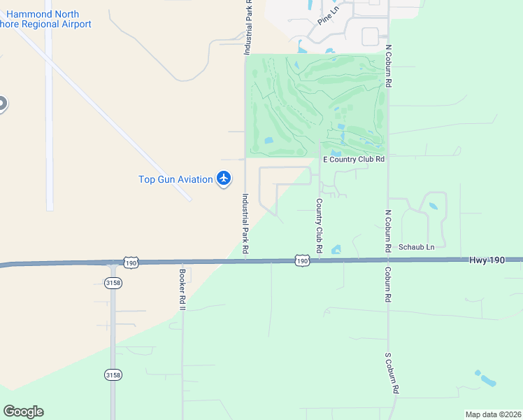 map of restaurants, bars, coffee shops, grocery stores, and more near 19222 Country Club Lane in Hammond