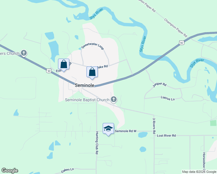 map of restaurants, bars, coffee shops, grocery stores, and more near in Seminole