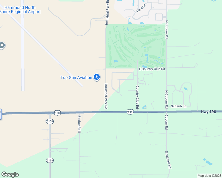 map of restaurants, bars, coffee shops, grocery stores, and more near 19222 Country Club Lane in Hammond