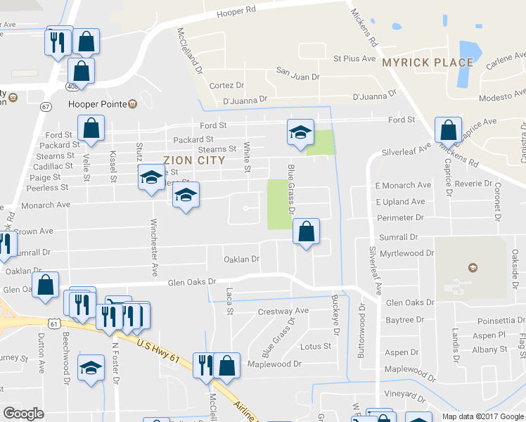 map of restaurants, bars, coffee shops, grocery stores, and more near 7072 Palace Drive in Baton Rouge