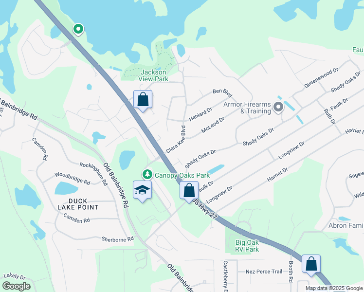 map of restaurants, bars, coffee shops, grocery stores, and more near 4000 McLeod Drive in Tallahassee