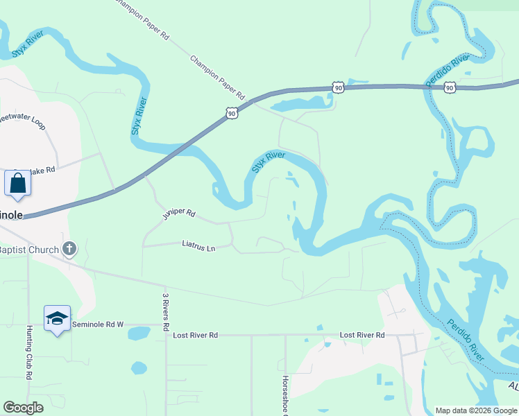 map of restaurants, bars, coffee shops, grocery stores, and more near 33331 Juniper Road in Seminole