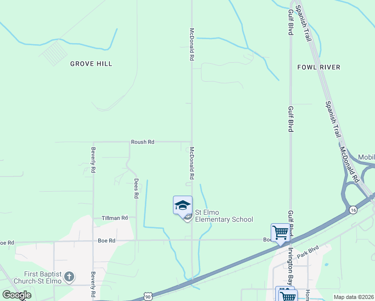 map of restaurants, bars, coffee shops, grocery stores, and more near 8440 McDonald Road in Irvington