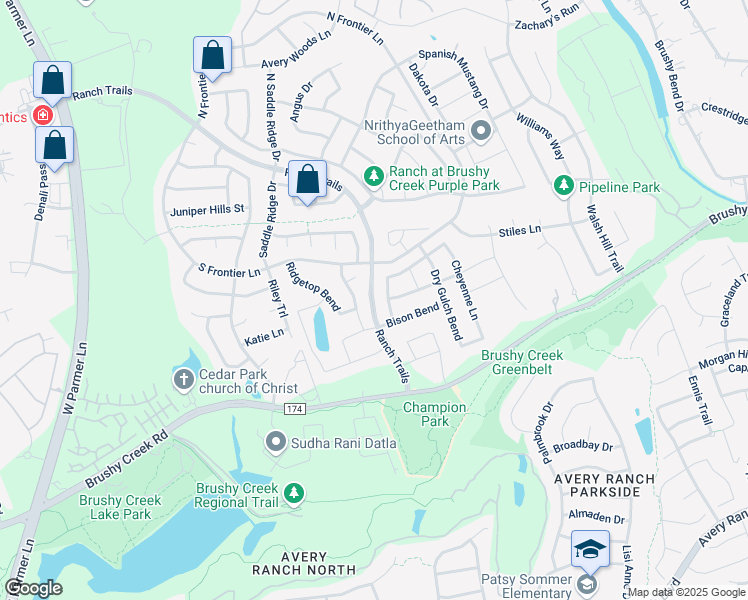 map of restaurants, bars, coffee shops, grocery stores, and more near 4017 Lazy River Bend in Cedar Park
