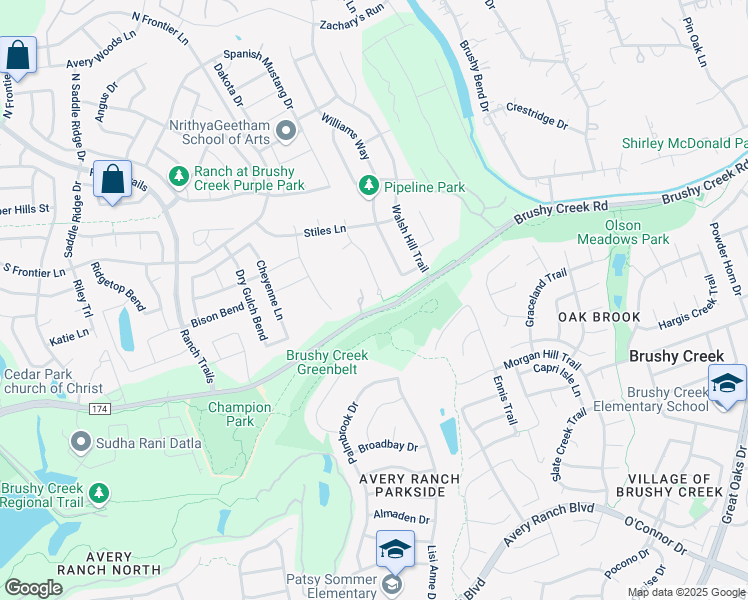 map of restaurants, bars, coffee shops, grocery stores, and more near 608 Apache Drive in Cedar Park