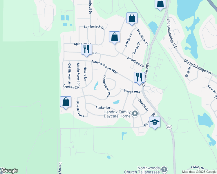 map of restaurants, bars, coffee shops, grocery stores, and more near 5681 Doonesbury Way in Tallahassee