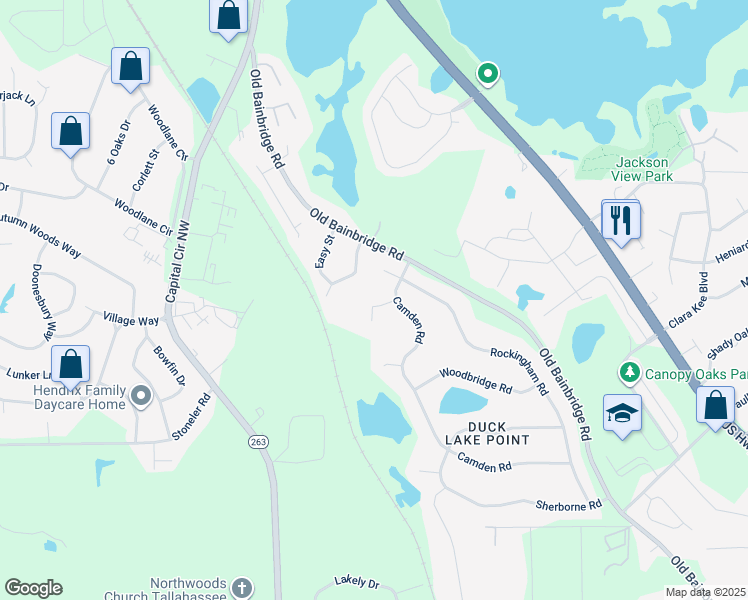 map of restaurants, bars, coffee shops, grocery stores, and more near 4531 Camden Road in Tallahassee