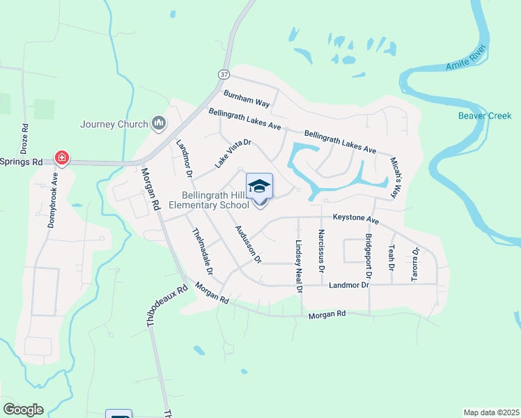 map of restaurants, bars, coffee shops, grocery stores, and more near 6612 Audusson Drive in Central