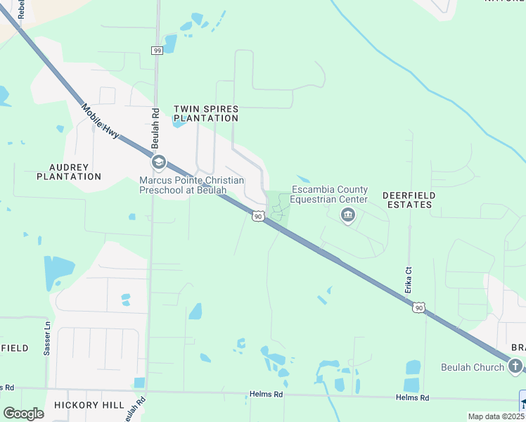 map of restaurants, bars, coffee shops, grocery stores, and more near Huntington Creek Boulevard in Pensacola