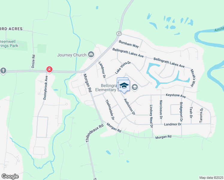 map of restaurants, bars, coffee shops, grocery stores, and more near 6796 Landmor Drive in Central