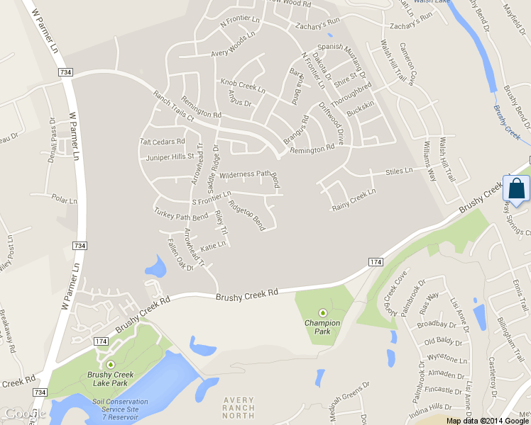 map of restaurants, bars, coffee shops, grocery stores, and more near 407 Buck Ridge Road in Cedar Park