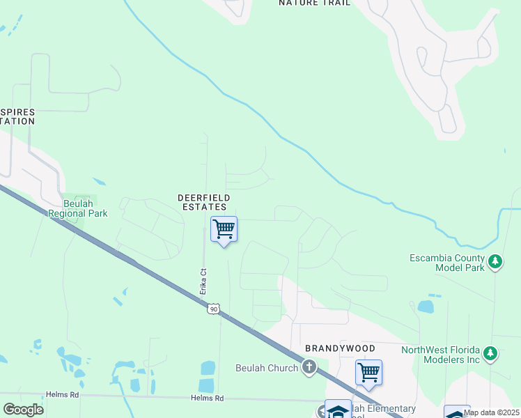 map of restaurants, bars, coffee shops, grocery stores, and more near Unnamed Road in Pensacola