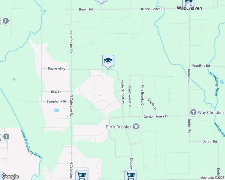 map of restaurants, bars, coffee shops, grocery stores, and more near 45439 Live Oak Drive in Hammond