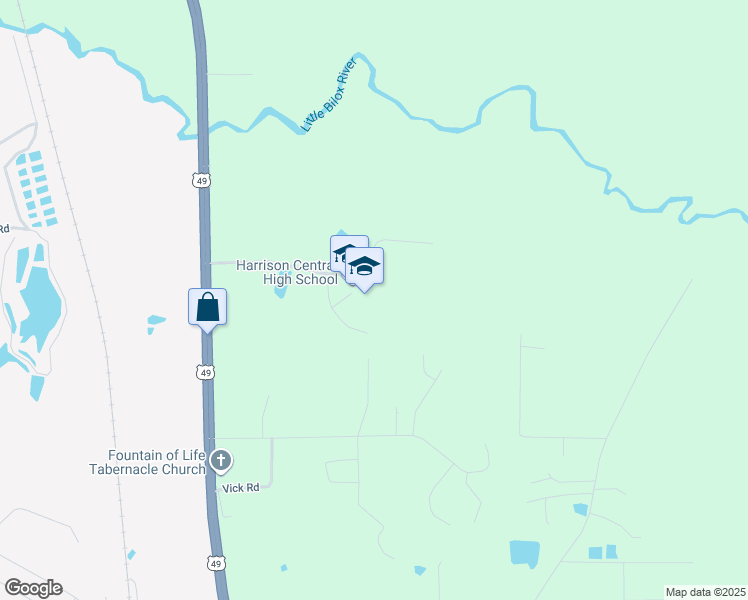 map of restaurants, bars, coffee shops, grocery stores, and more near 15600 School Road in Gulfport