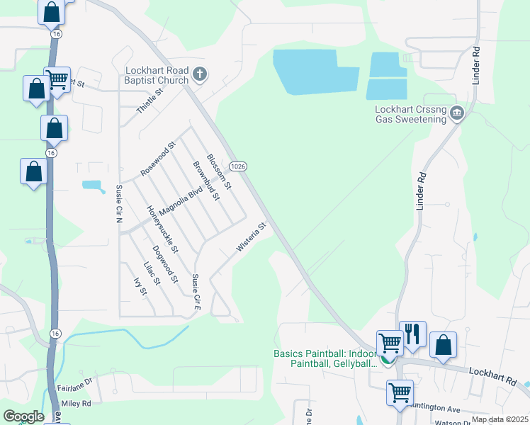 map of restaurants, bars, coffee shops, grocery stores, and more near 9250 Lockhart Road in Denham Springs