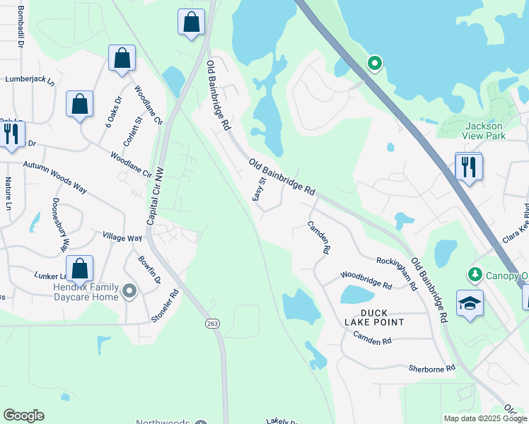 map of restaurants, bars, coffee shops, grocery stores, and more near 4859 Easy Street in Tallahassee