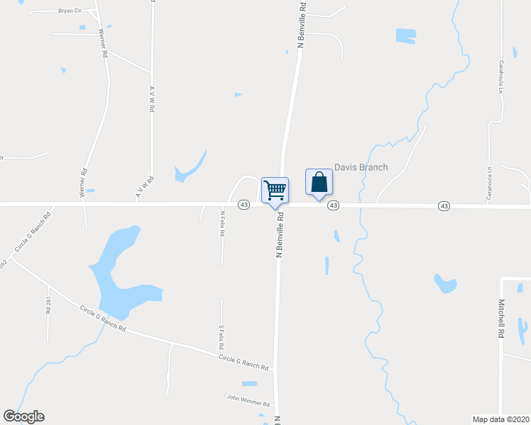 map of restaurants, bars, coffee shops, grocery stores, and more near 24961 Mississippi 43 in Picayune