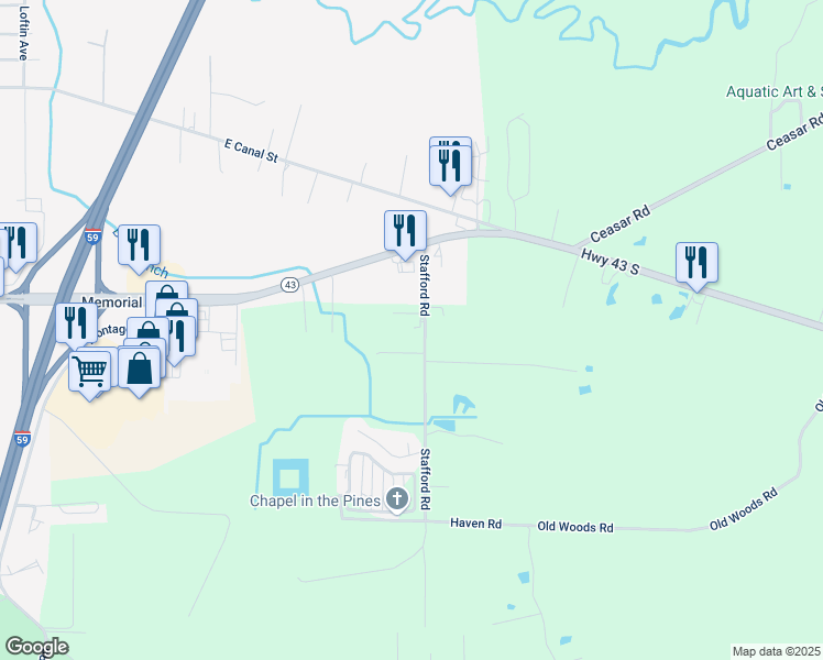 map of restaurants, bars, coffee shops, grocery stores, and more near 26-54 Stafford Road in Picayune