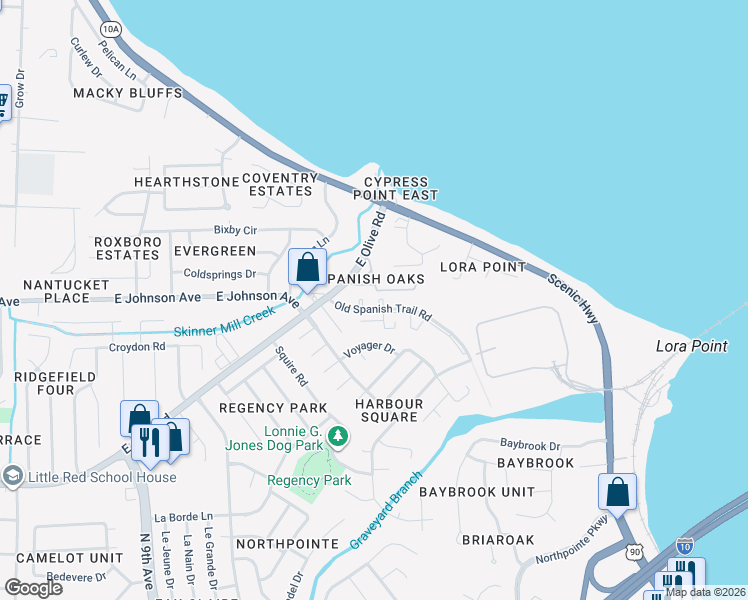 map of restaurants, bars, coffee shops, grocery stores, and more near in Ferry Pass