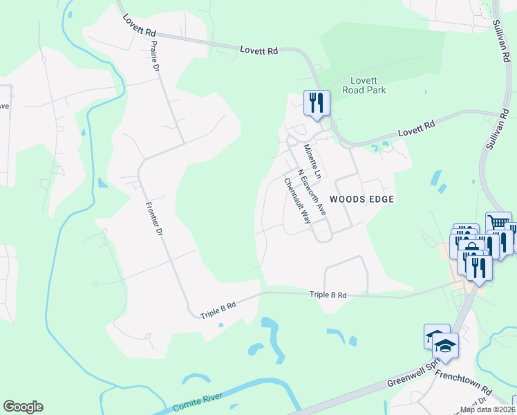 map of restaurants, bars, coffee shops, grocery stores, and more near 2923 Woodgrove Way in Baton Rouge
