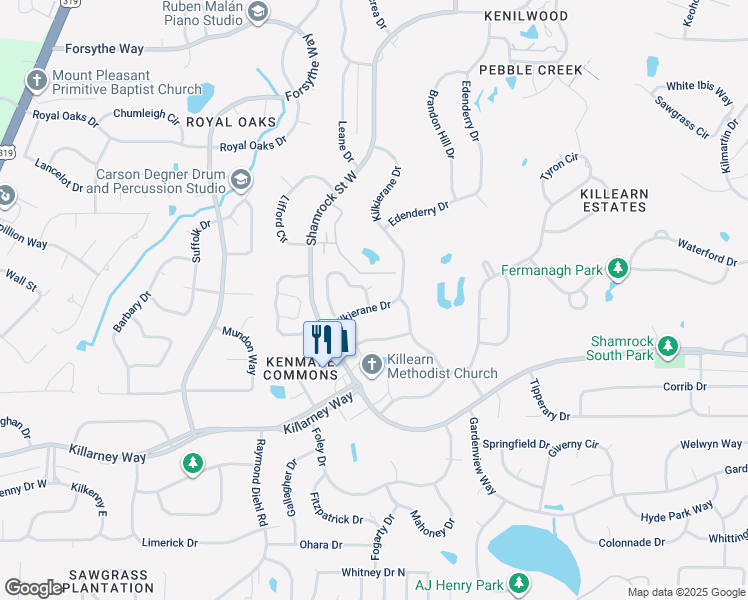 map of restaurants, bars, coffee shops, grocery stores, and more near 2808 Donovan Court in Tallahassee