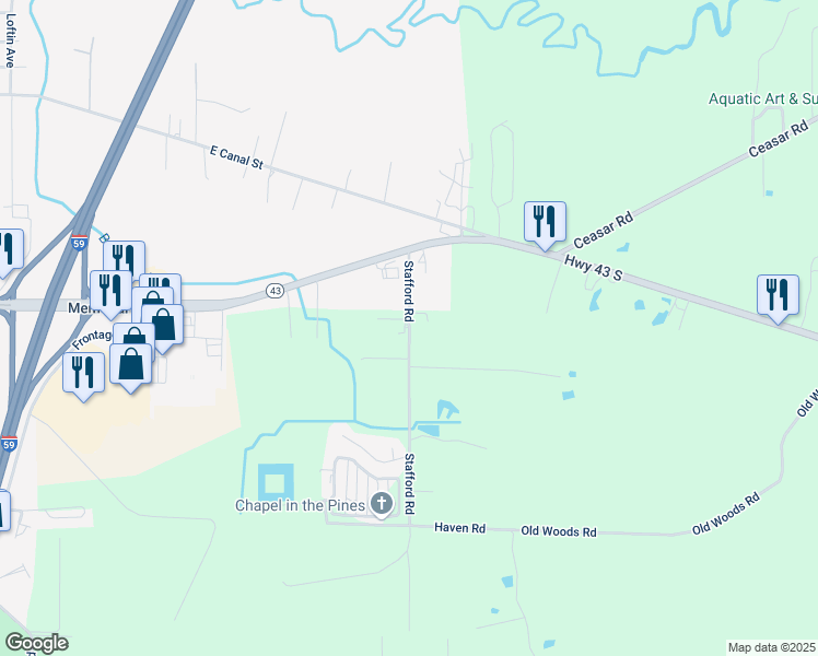 map of restaurants, bars, coffee shops, grocery stores, and more near 26 Stafford Road in Picayune