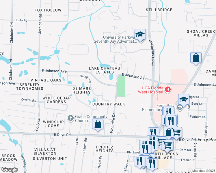 map of restaurants, bars, coffee shops, grocery stores, and more near 209 East Johnson Avenue in Pensacola