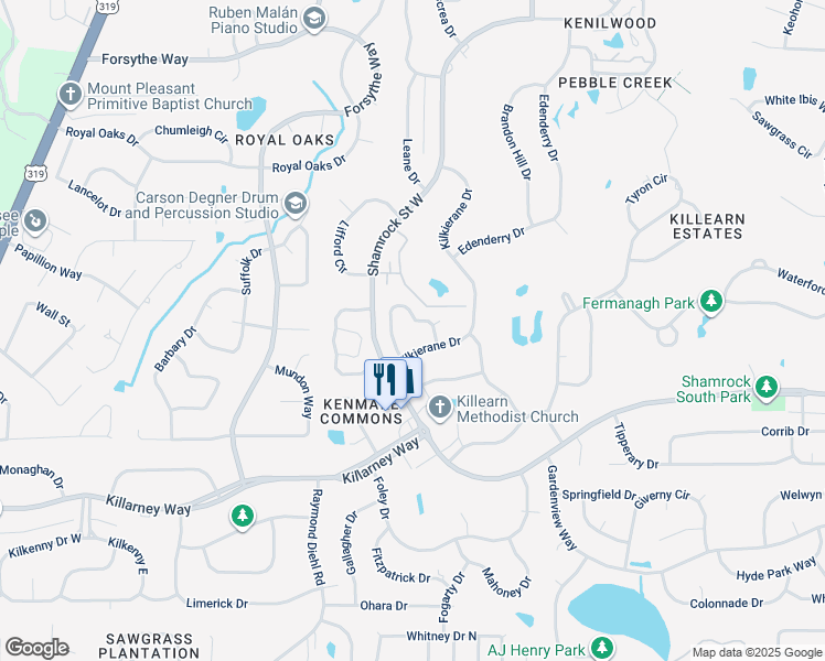 map of restaurants, bars, coffee shops, grocery stores, and more near 3743 Donovan Drive in Tallahassee