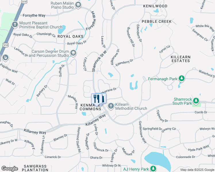 map of restaurants, bars, coffee shops, grocery stores, and more near 3740 Donovan Drive in Tallahassee