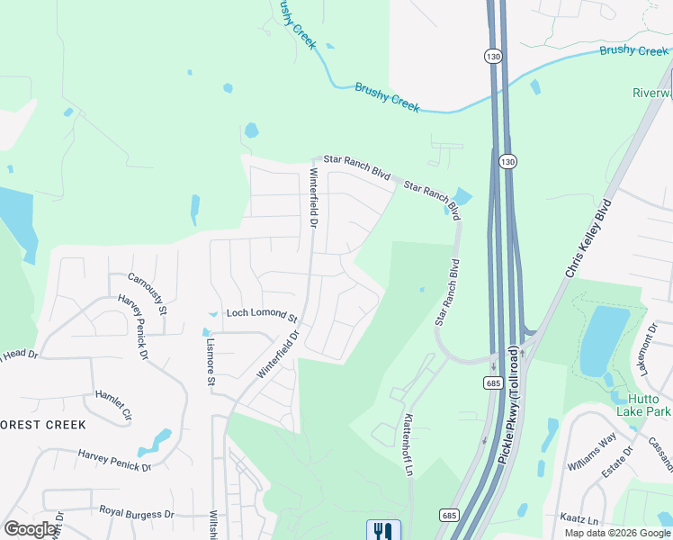 map of restaurants, bars, coffee shops, grocery stores, and more near 508 Elm Park Street in Hutto