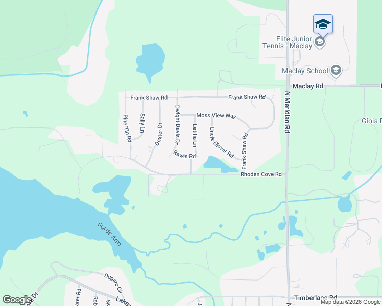 map of restaurants, bars, coffee shops, grocery stores, and more near 3661 Letitia Lane in Tallahassee