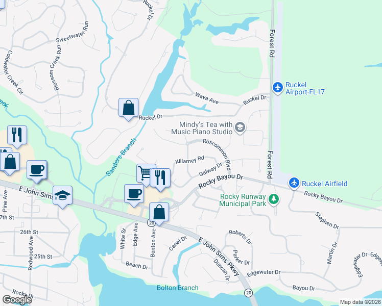 map of restaurants, bars, coffee shops, grocery stores, and more near 218 Galway Drive in Niceville