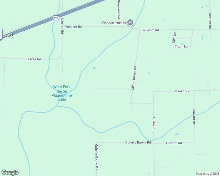 map of restaurants, bars, coffee shops, grocery stores, and more near 133-785 Narcisse Lacour Road in Opelousas