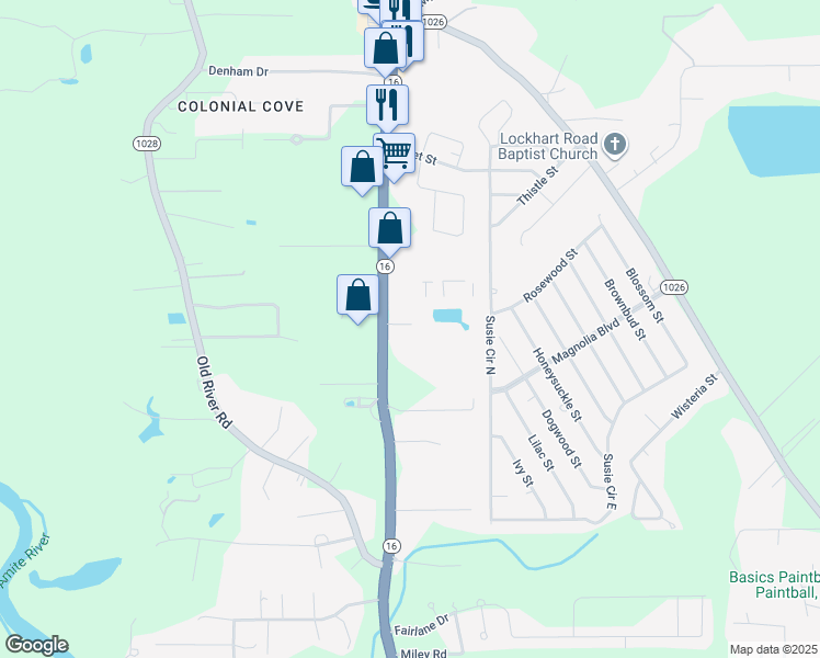map of restaurants, bars, coffee shops, grocery stores, and more near 30994 Louisiana 16 in Denham Springs