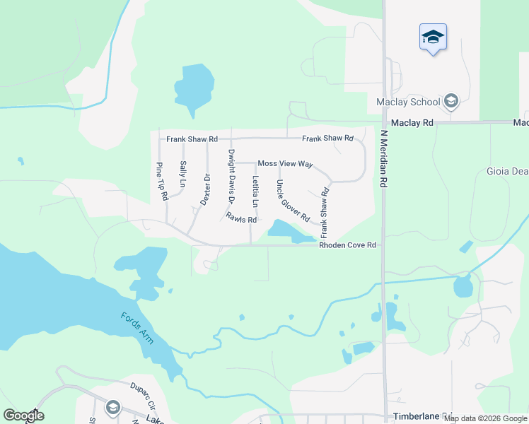 map of restaurants, bars, coffee shops, grocery stores, and more near 3661 Letitia Lane in Tallahassee