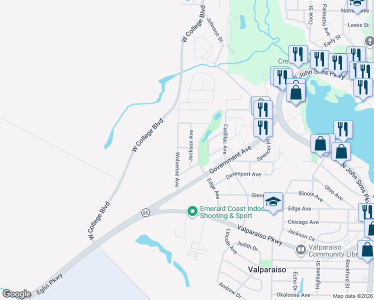 map of restaurants, bars, coffee shops, grocery stores, and more near 69 Jackson Avenue in Valparaiso