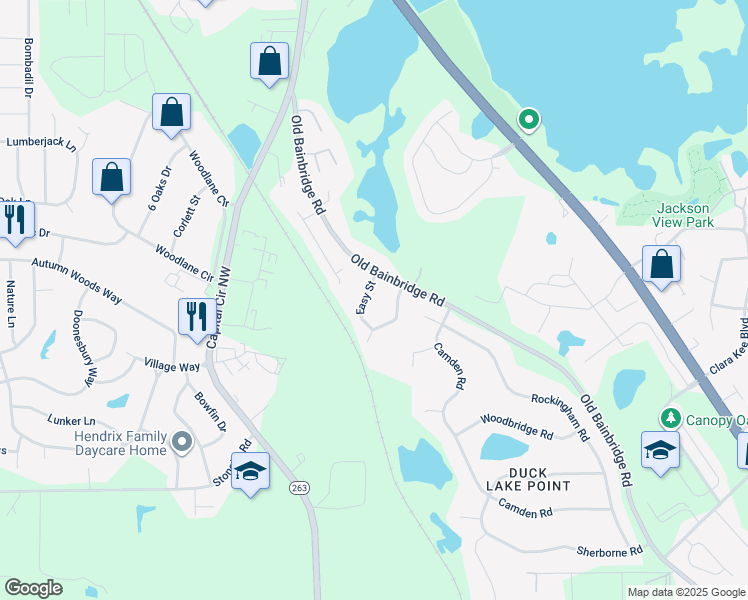 map of restaurants, bars, coffee shops, grocery stores, and more near 4880 Easy Street in Tallahassee